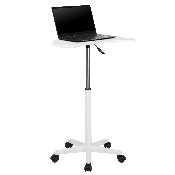 White Sit to Stand Mobile Laptop Computer Desk, NAN-JN-2792-WH-GG