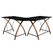 Black Glass L-Shape Corner Computer Desk with Pull-Out Keyboard Tray, NAN-JN-2824SL-COMBO-BK-GG