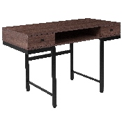 Bartlett Dark Ash Wood Grain Finish Computer Desk with Drawers and Black Metal Legs, NAN-NJ-29315-GG