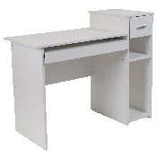 Highland Park White Computer Desk with Shelves and Drawer, NAN-NJ-HD3518-W-GG