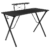 Black Gaming Desk with Cup Holder, Headphone Hook, and Monitor/Smartphone Stand, NAN-RS-G1031-BK-GG