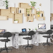 Black Computer Desk with Pull-Out Keyboard Tray and Cross-Brace Frame, NAN-WK-004-GG