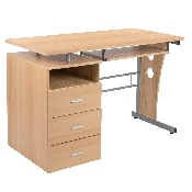 Maple Desk with Three Drawer Pedestal and Pull-Out Keyboard Tray, NAN-WK-008-MP-GG