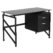 Glass Desk with Two Drawer Pedestal, NAN-WK-036-GG