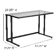 Glass Desk with Black Pedestal Metal Frame, NAN-WK-055-GG