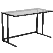Glass Desk with Black Pedestal Metal Frame, NAN-WK-055-GG