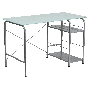 Glass Computer Desk with Open Storage, NAN-WK-086-GG