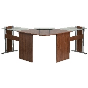 Teakwood Laminate Corner Desk with Pull-Out Keyboard Tray and CPU Cart, NAN-WK-105-GG