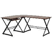 Teakwood Laminate L-Shape Computer Desk with Pull-Out Keyboard Tray, NAN-WK-109-GG
