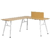 Beech Laminate L-Shape Computer Desk with White Metal Frame, NAN-WK-110-GG