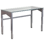 Contemporary Clear Tempered Glass Desk with Geometric Sides, NAN-YLCD1219-GG