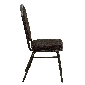 HERCULES Series Crown Back Stacking Banquet Chair in Brown Patterned Fabric - Gold Vein Frame, NG-C01-BROWN-GV-GG