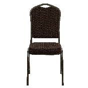 HERCULES Series Crown Back Stacking Banquet Chair in Brown Patterned Fabric - Gold Vein Frame, NG-C01-BROWN-GV-GG