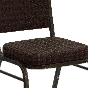 HERCULES Series Crown Back Stacking Banquet Chair in Brown Patterned Fabric - Gold Vein Frame, NG-C01-BROWN-GV-GG