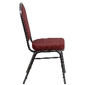 HERCULES Series Crown Back Stacking Banquet Chair in Burgundy Patterned Fabric - Silver Vein Frame, NG-C01-HTS-2201-SV-GG