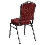 HERCULES Series Crown Back Stacking Banquet Chair in Burgundy Patterned Fabric - Silver Vein Frame, NG-C01-HTS-2201-SV-GG