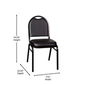 HERCULES Series Commercial Grade 500 LB. Capacity Dome Back Stacking Banquet Chair in Black Vinyl with Black Metal Frame, NG-ZG10006-BK-BK-GG