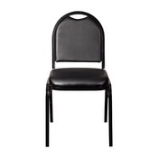 HERCULES Series Commercial Grade 500 LB. Capacity Dome Back Stacking Banquet Chair in Black Vinyl with Black Metal Frame, NG-ZG10006-BK-BK-GG