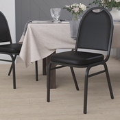 HERCULES Series Commercial Grade 500 LB. Capacity Dome Back Stacking Banquet Chair in Black Vinyl with Black Metal Frame, NG-ZG10006-BK-BK-GG
