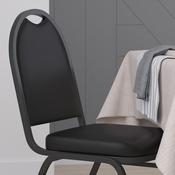 HERCULES Series Commercial Grade 500 LB. Capacity Dome Back Stacking Banquet Chair in Black Vinyl with Black Metal Frame, NG-ZG10006-BK-BK-GG