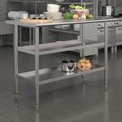Hogan Stainless Steel 18 Gauge Work Table with 2 Undershelves - NSF Certified - 48"W x 24"D x 34.5"H, NH-WT-GU-2448-GG