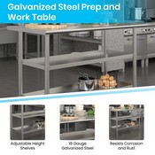 Hogan Stainless Steel 18 Gauge Work Table with 2 Undershelves - NSF Certified - 48"W x 24"D x 34.5"H, NH-WT-GU-2448-GG