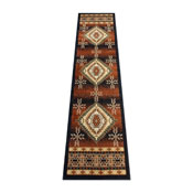 Mirage Collection Southwestern Style 2' x 7' Brown Olefin Area Rug with Jute Backing for Entryway, Bedroom, Living Room, NR-RG170-27-BK-GG