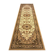 Mersin Collection Persian Style 3' x 10' Ivory Area Rug - Olefin Rug with Jute Backing - Hallway, Entryway, Bedroom, Living Room, NR-RG8-310-IV-GG