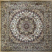 Mersin Collection Persian Style 4x4 Ivory Square Area Rug-Olefin Rug with Jute Backing-Hallway, Entryway, Bedroom, Living Room, NR-RGB401-44-IV-GG