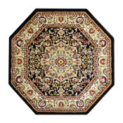 Mersin Collection Persian Style 5x5 Black Octagon Area Rug-Olefin Rug with Jute Backing-Hallway, Entryway, Bedroom, Living Room, NR-RGB401-55O-BK-GG