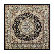 Mersin Collection Persian Style 5x5 Black Square Area Rug-Olefin Rug with Jute Backing-Hallway, Entryway, Bedroom, Living Room, NR-RGB401-55S-BK-GG