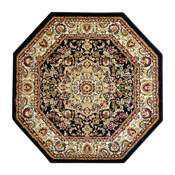 Mersin Collection Persian Style 7x7 Black Octagon Area Rug-Olefin Rug with Jute Backing-Hallway, Entryway, Bedroom, Living Room, NR-RGB401-77O-BK-GG