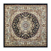 Mersin Collection Persian Style 7x7 Black Square Area Rug-Olefin Rug with Jute Backing-Hallway, Entryway, Bedroom, Living Room, NR-RGB401-77S-BK-GG