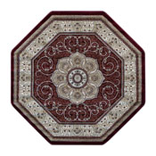 Portman Collection Persian Style 7' x 7' Octagon Burgundy Area Rug - Olefin Rug with Jute Backing-Entryway, Bedroom, Living Room, NR-RGB404-77O-BU-GG