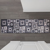 Gideon Collection Geometric 2' x 7' Blue, Grey, and White Olefin Area Rug with Cotton Backing, Living Room, Bedroom, OK-HCF-7146ATUR-27-BL-GG