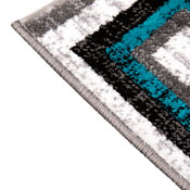 Gideon Collection Geometric 2' x 7' Turquoise, Grey, and White Olefin Area Rug with Cotton Backing, Living Room, Bedroom, OK-HCF-7146ATUR-27-TUR-GG