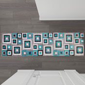 Gideon Collection Geometric 2' x 7' Turquoise, Grey, and White Olefin Area Rug with Cotton Backing, Living Room, Bedroom, OK-HCF-7146ATUR-27-TUR-GG