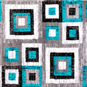 Gideon Collection Geometric 2' x 7' Turquoise, Grey, and White Olefin Area Rug with Cotton Backing, Living Room, Bedroom, OK-HCF-7146ATUR-27-TUR-GG
