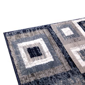 Gideon Collection Geometric 5' x 7' Blue, Grey, and White Olefin Area Rug with Cotton Backing, Living Room, Bedroom, OK-HCF-7146ATUR-57-BL-GG