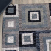 Gideon Collection Geometric 5' x 7' Blue, Grey, and White Olefin Area Rug with Cotton Backing, Living Room, Bedroom, OK-HCF-7146ATUR-57-BL-GG