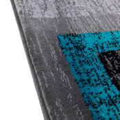Gideon Collection Geometric 6' x 9' Turquoise, Grey, and White Olefin Area Rug with Cotton Backing, Living Room, Bedroom, OK-HCF-7146ATUR-69-TUR-GG