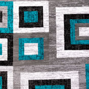 Gideon Collection Geometric 8' x 8' Turquoise, Grey, and White Round Olefin Area Rug with Cotton Backing, Living Room, Bedroom, OK-HCF-7146ATUR-8R-TUR-GG