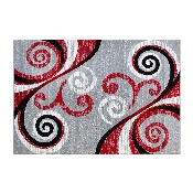 Valli Collection 5' x 7' Red Abstract Area Rug - Olefin Rug with Jute Backing - Hallway, Entryway, Bedroom, Living Room