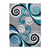 Valli Collection 8' x 10' Turquoise Abstract Area Rug - Olefin Rug with Jute Backing - Hallway, Entryway, Bedroom, Living Room