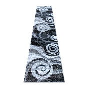 Cirrus Collection 2' x 11' Gray Swirl Patterned Olefin Area Rug with Jute Backing for Entryway, Living Room, Bedroom