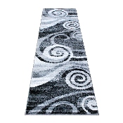 Cirrus Collection 2' x 7' Gray Swirl Patterned Olefin Area Rug with Jute Backing for Entryway, Living Room, Bedroom