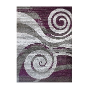 Cirrus Collection 8' x 10' Purple Swirl Patterned Olefin Area Rug with Jute Backing for Entryway, Living Room, Bedroom