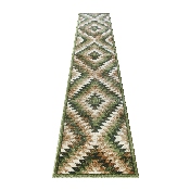 Teagan Collection Southwestern 2' x 11' Green Area Rug - Olefin Rug with Jute Backing - Entryway, Living Room, Bedroom