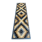Teagan Collection Southwestern 2' x 7' Blue Area Rug - Olefin Rug with Jute Backing - Entryway, Living Room, Bedroom