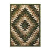 Teagan Collection Southwestern 5' x 7' Green Area Rug - Olefin Rug with Jute Backing - Entryway, Living Room, Bedroom